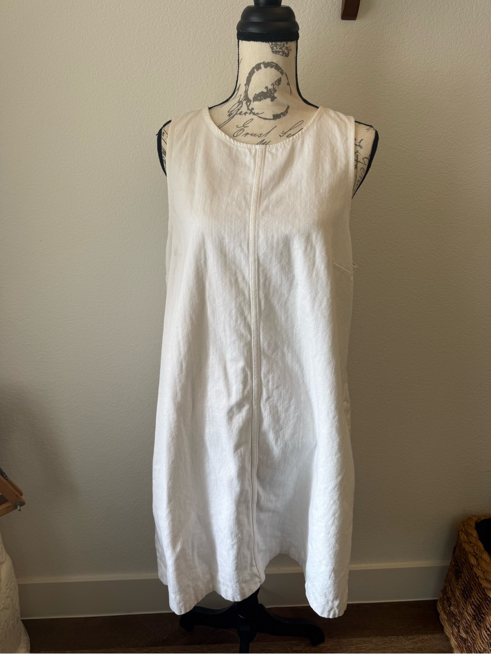 J. Crew White Sleeveless Jean Shift Dress